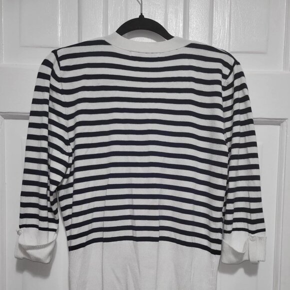 Cotton Cardigan Navy & White - Picture 2 of 4